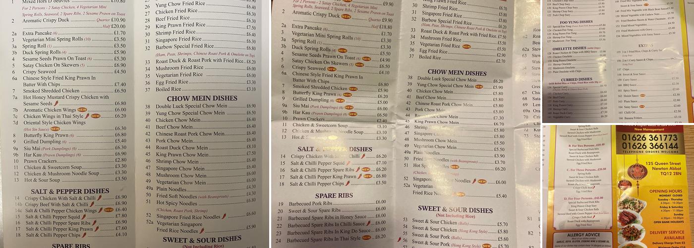 Double Luck Kitchen Menu