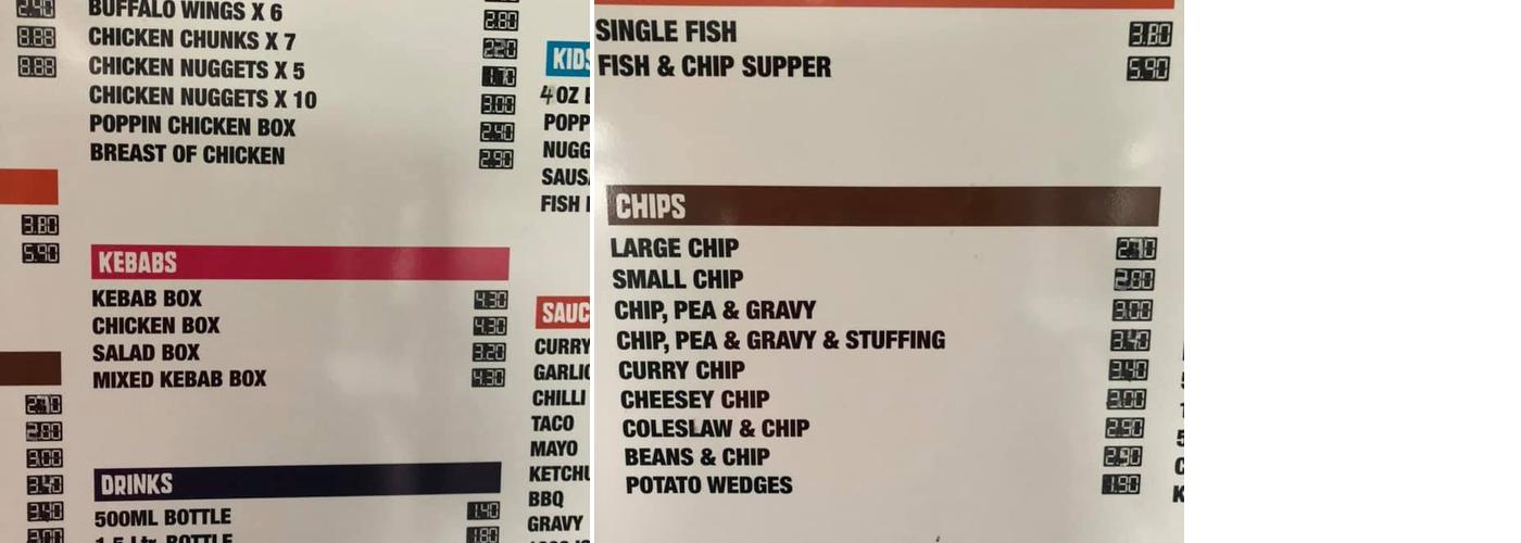 Andy's Chippy Menu