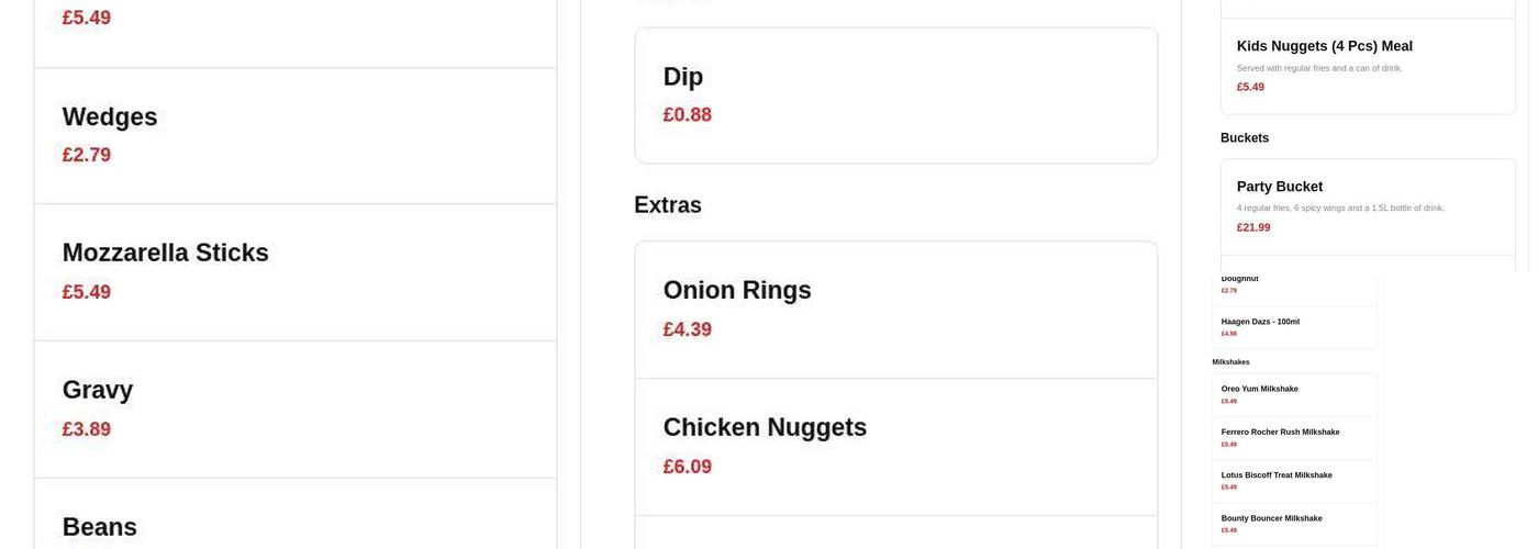 Freddy's Chicken & Pizzas Menu