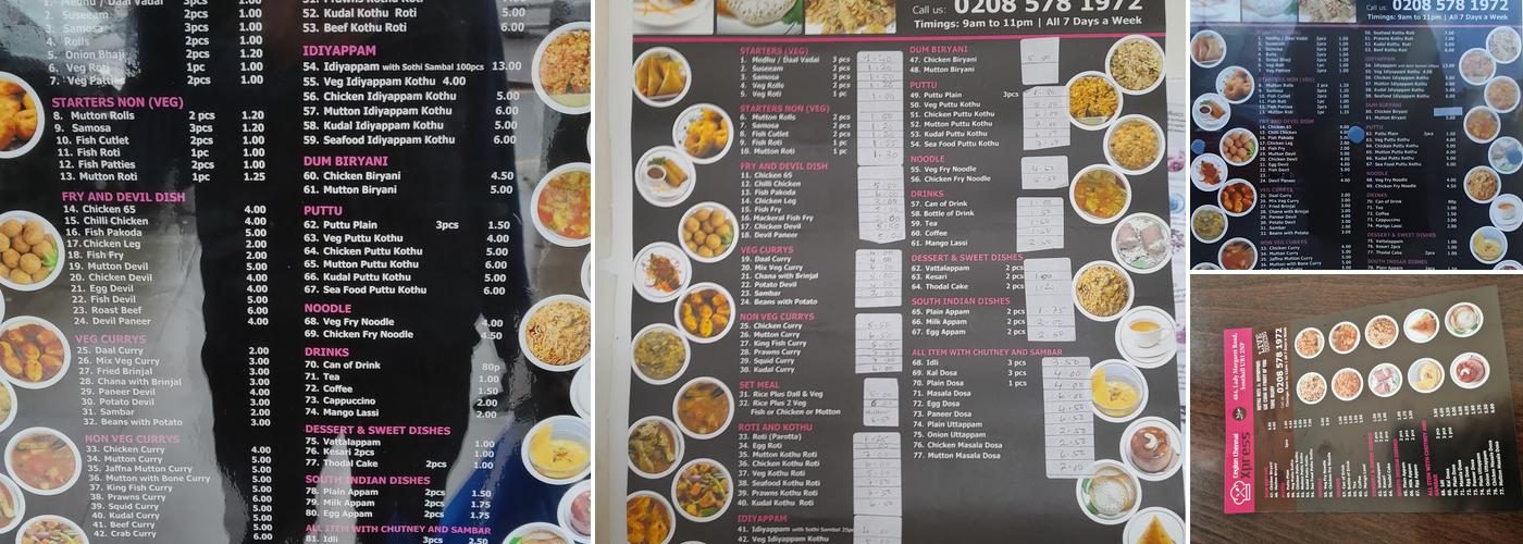 Ceylon Chennai Xpress Menu