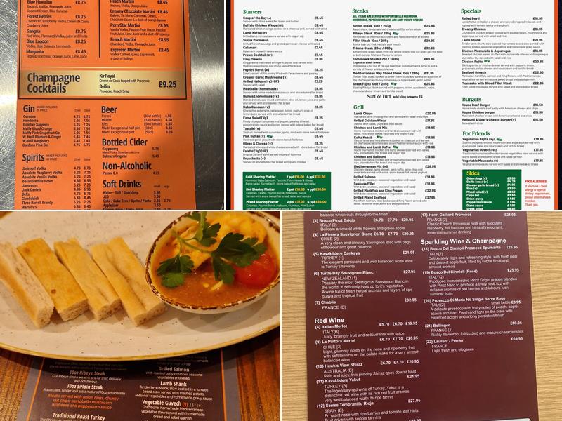 Mediterranean Steak and Wine Menu