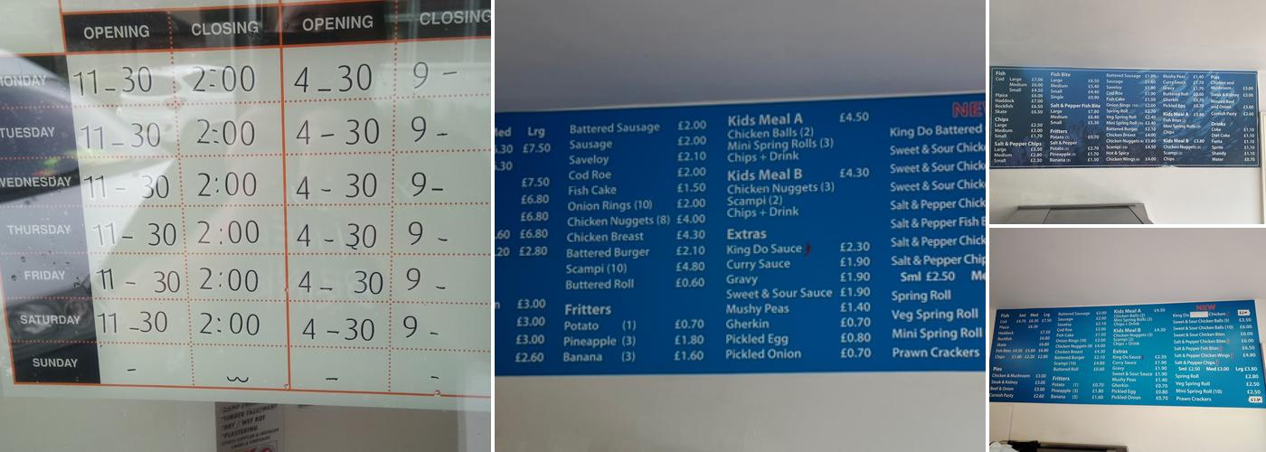Stoke Holy Cross Fish & Chips Menu