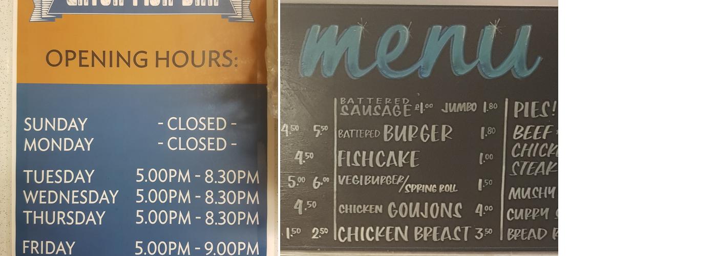 Eaton Fish Bar Menu
