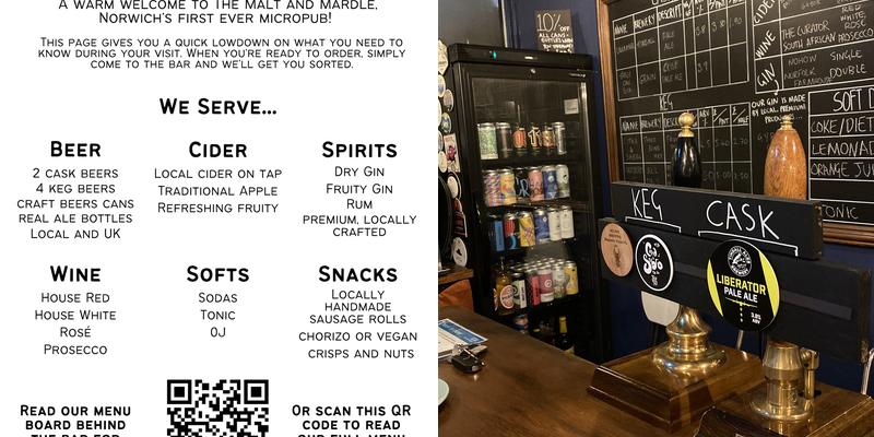 The Malt and Mardle Menu