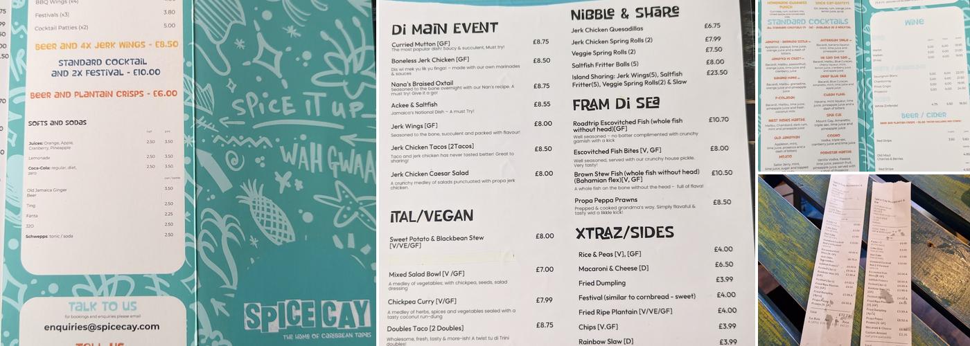 Spice Cay Restaurant & Bar Menu