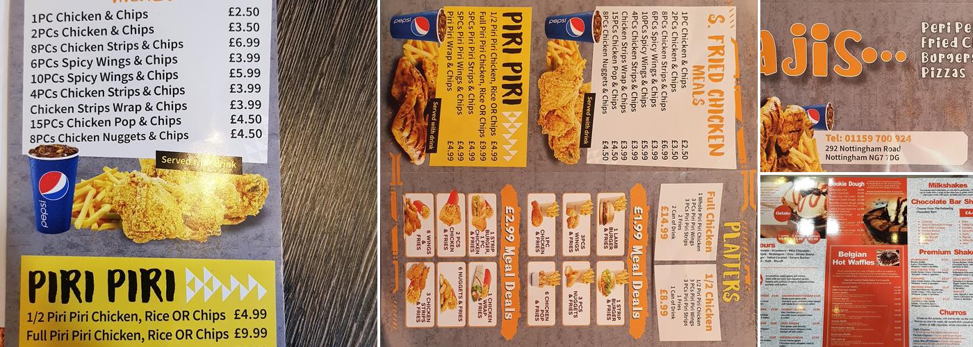 HAJIS NOTTINGHAM Menu
