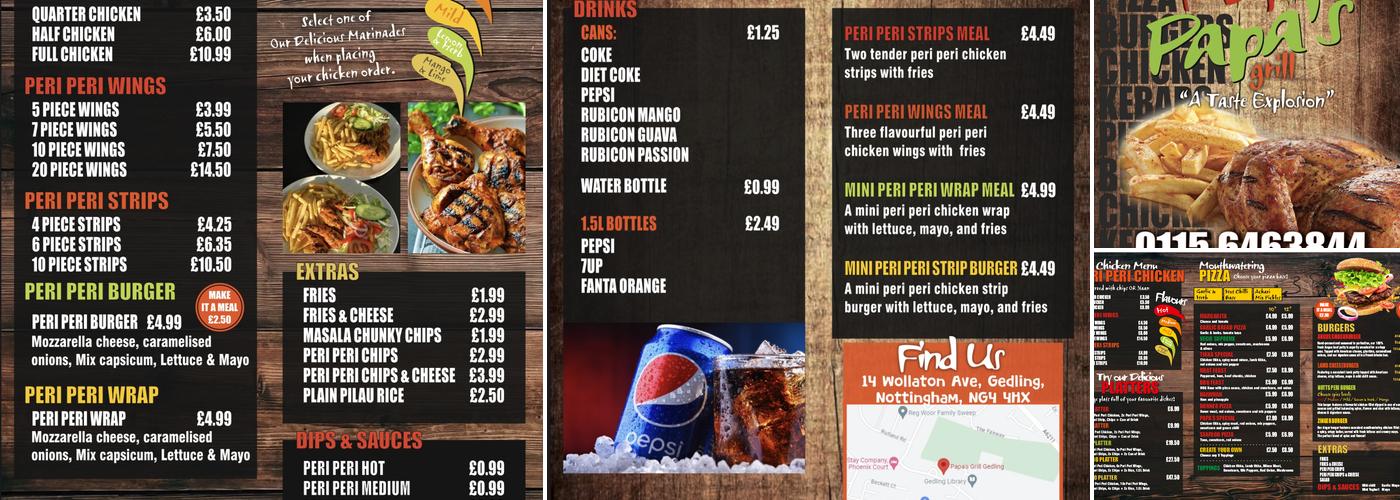 Papa's Grill Gedling Menu