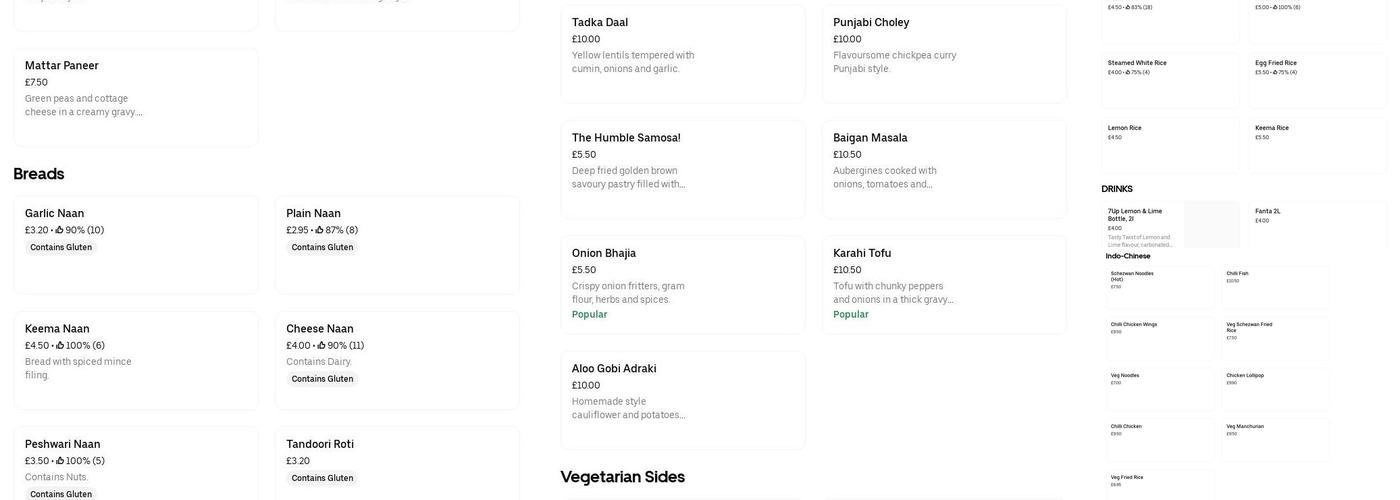 Buraans Indian Restaurant Menu