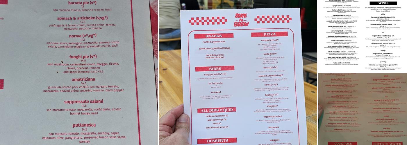 slice 'n' brew Menu