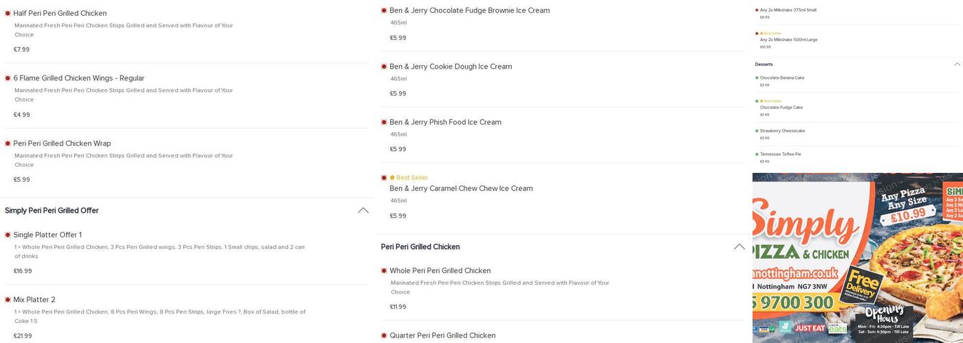 Simply Pizza & Chicken Menu