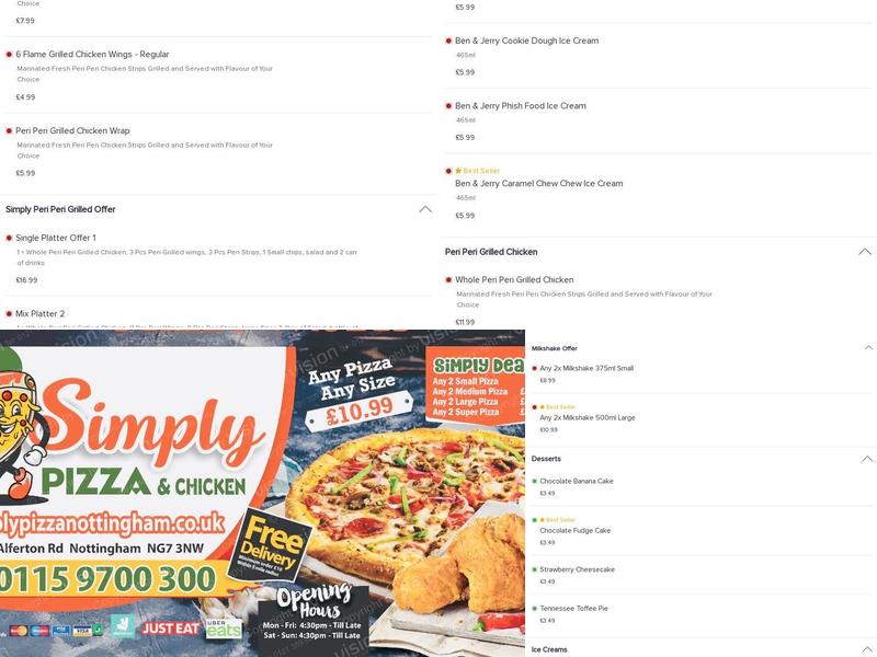 Simply Pizza & Chicken Menu