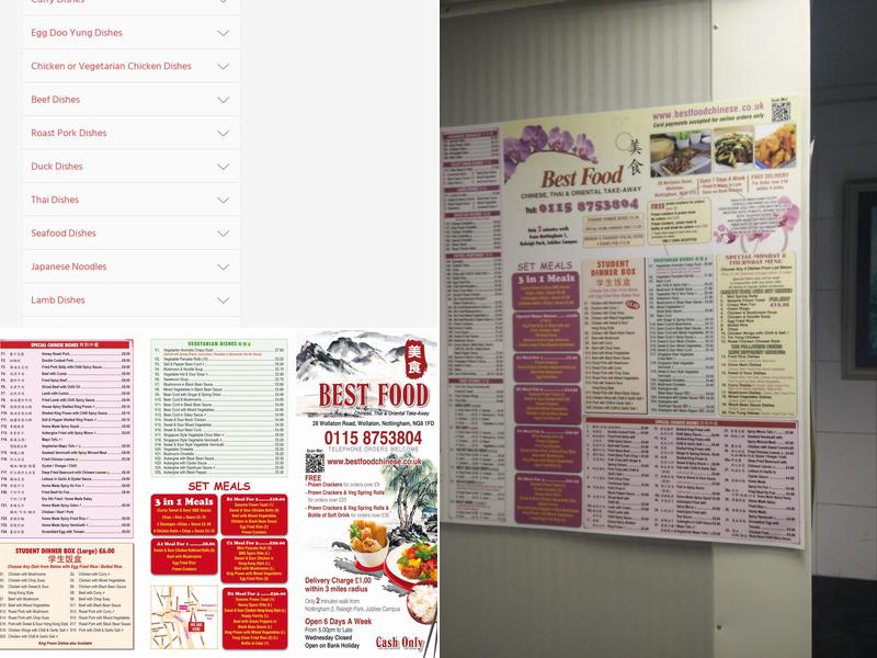 BEST FOOD Chinese And Thai Takeaway Menu