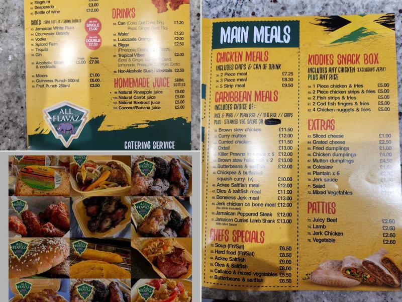 All Flavaz Caribbean Takeaway Menu