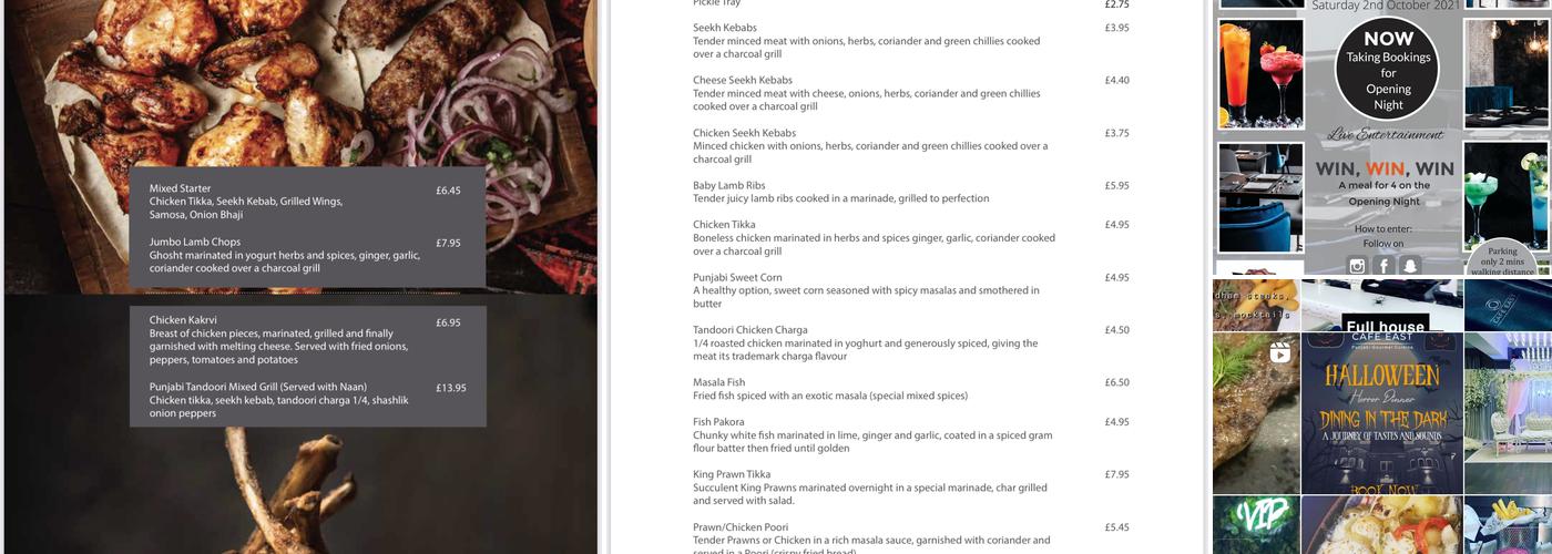 Cafe East Oldham Menu