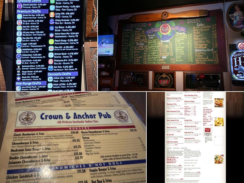 Crown & Anchor Pub Menu