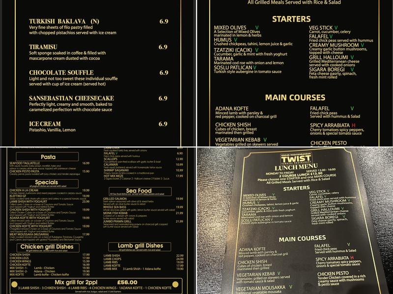 Ongar Mediterranean Twist Menu