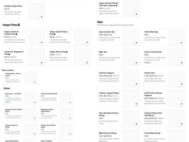 Papa Johns Pizza Menu