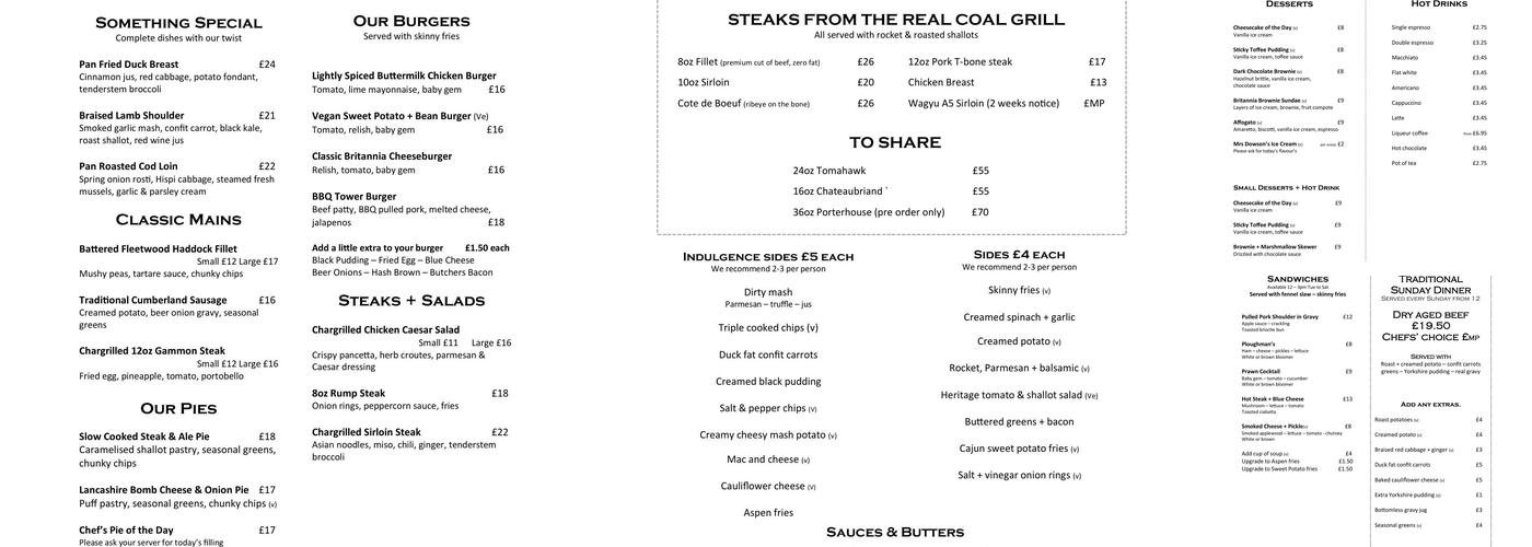 Britannia Tap & Grill Menu