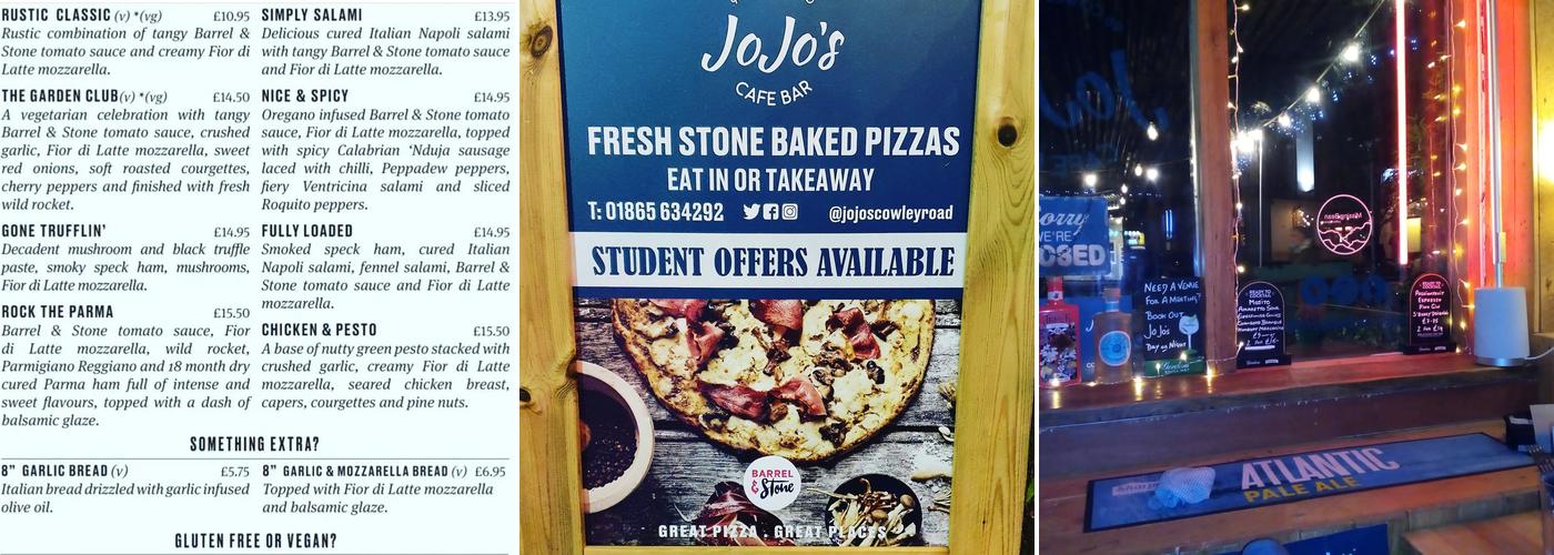 JoJo's Cafe Bar Menu