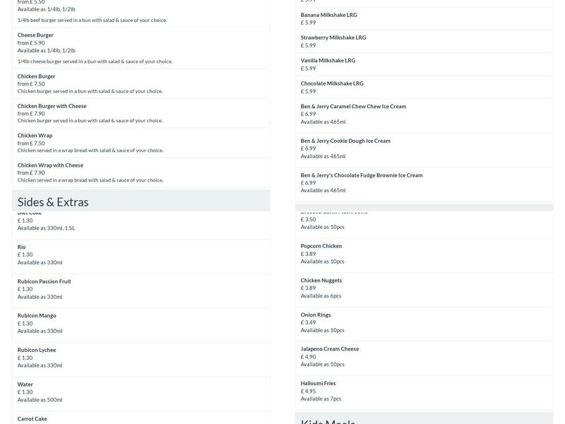 Enzo Pizza & Chicken Menu