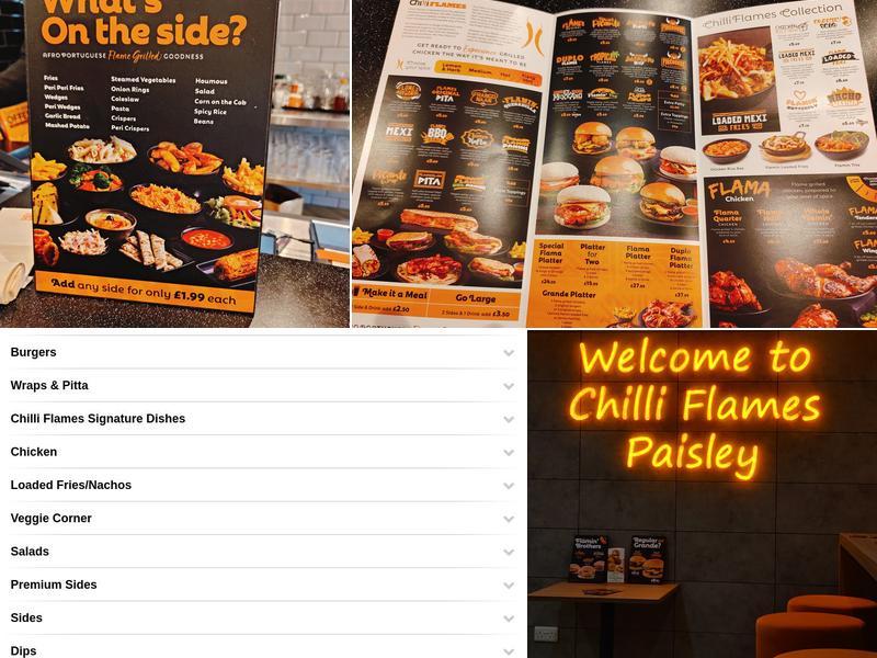 Chilli Flames Paisley Menu