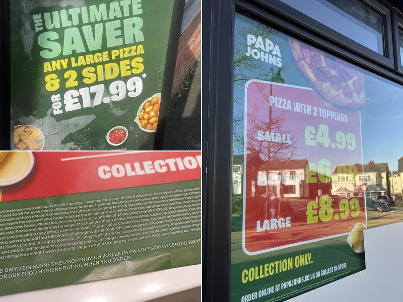 Papa Johns Pizza Menu