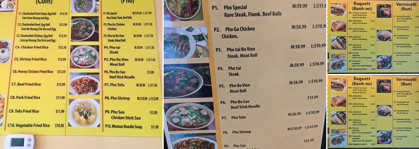 Viet Subs Cafe Menu