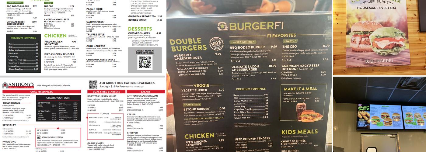 BurgerFi + Anthony's Coal Fired Pizza & Wings | Promenade at Sunset Walk Menu