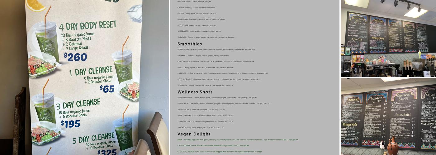 Leaf and Ginger Menu