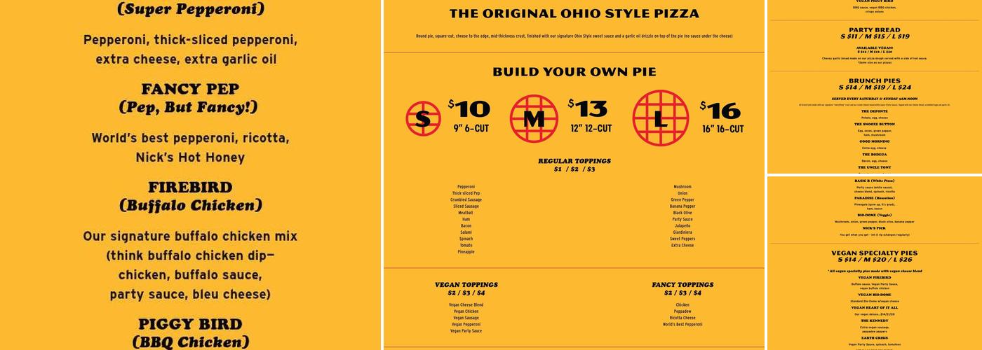 Ohio Pie Co Menu