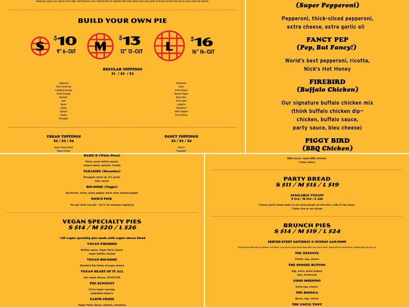 Ohio Pie Co Menu
