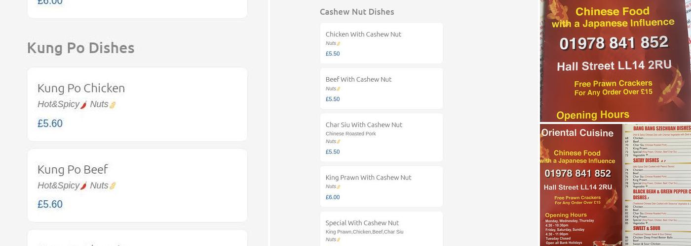 Yama Oriental Cuisine (Chinese Takeaway) Menu