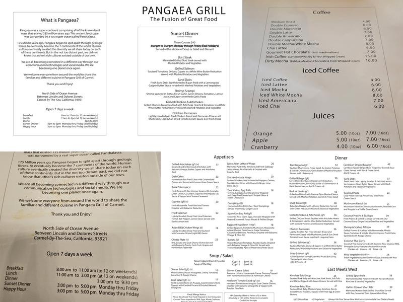 Pangaea On Ocean Ave Menu