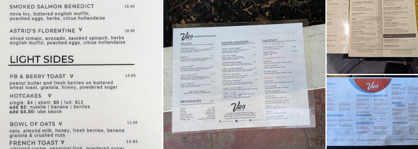 Vic's Menu