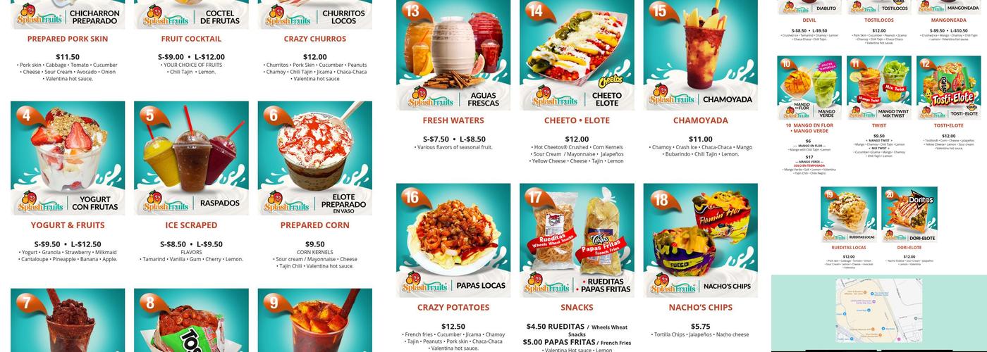 Splash Fruits Menu