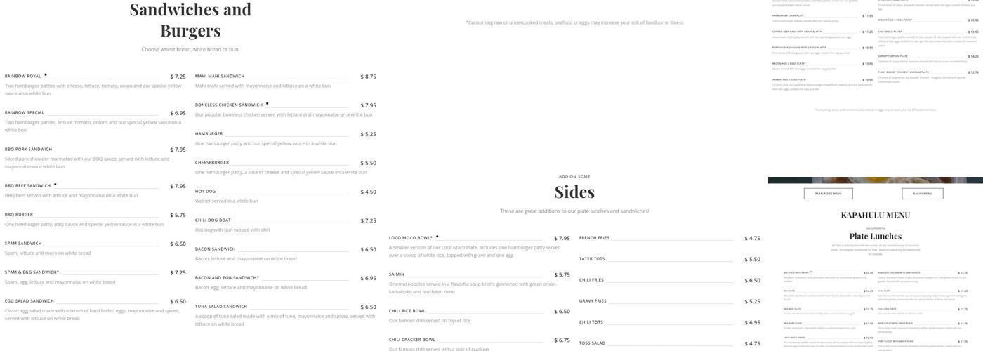 Rainbow Drive-In Menu