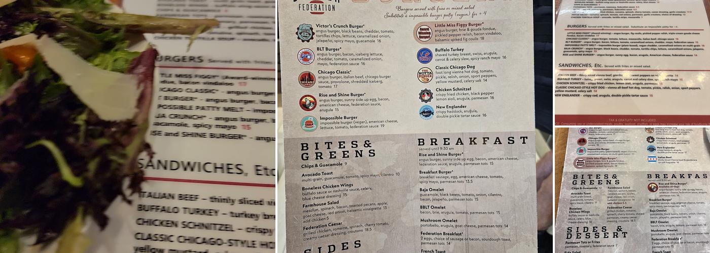 Burger Federation Menu