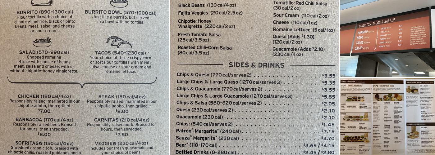 Chipotle Mexican Grill Menu