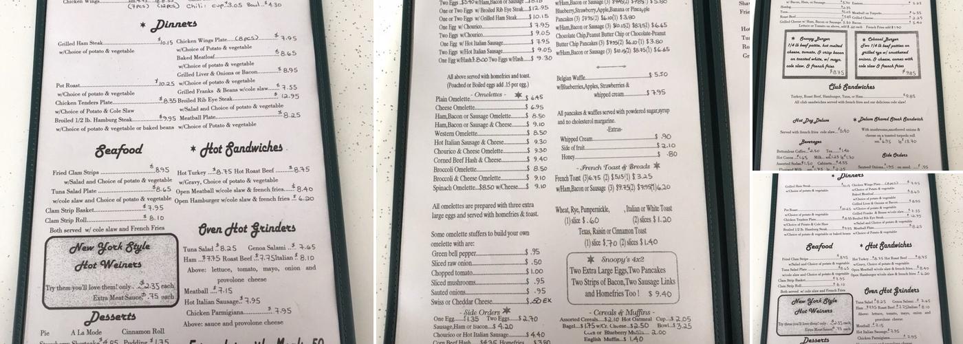 Snoopy's Menu