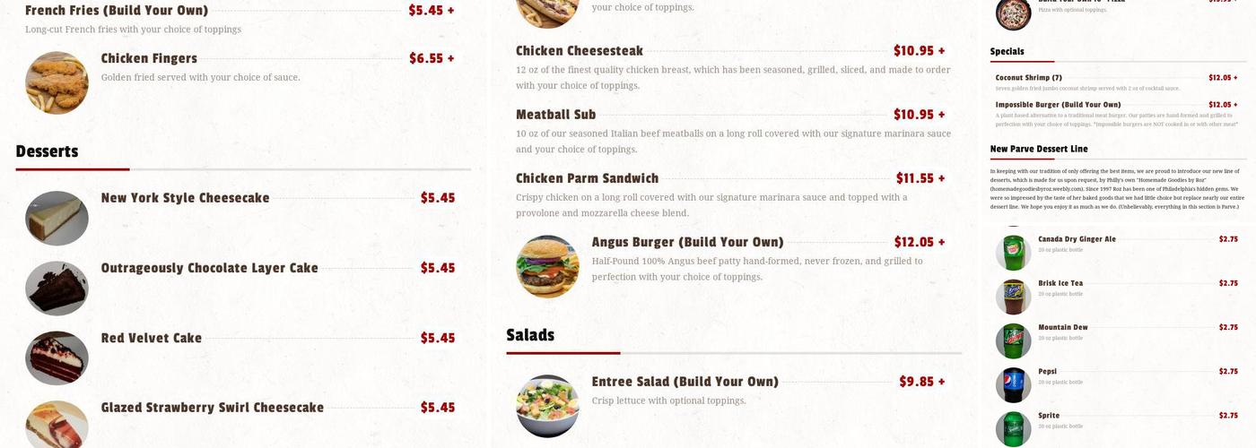Night Owls Fast Food Menu