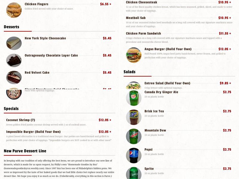 Night Owls Fast Food Menu