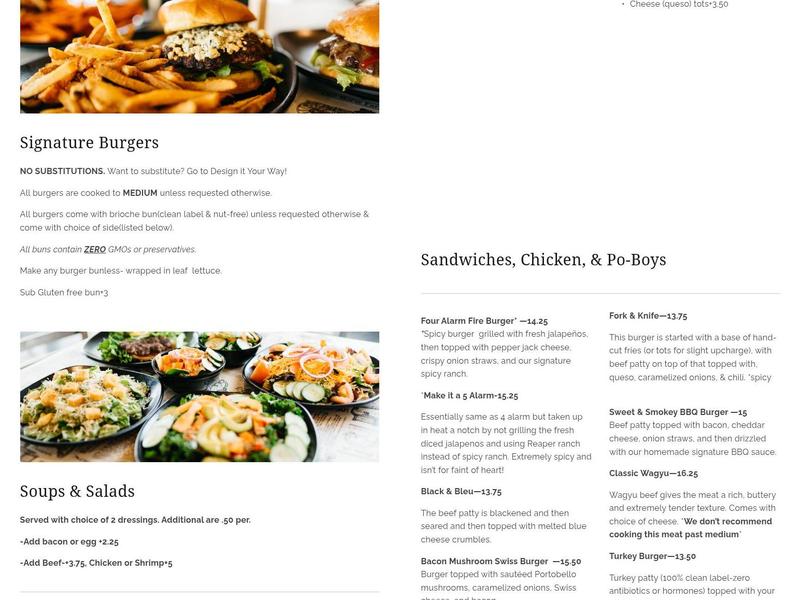Ground Restaurant Menu