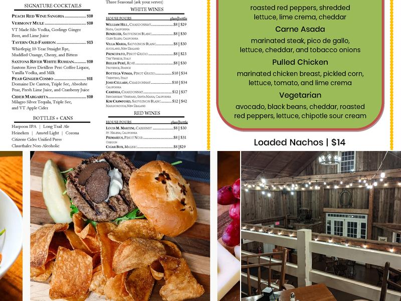 Phelps Barn Pub Menu