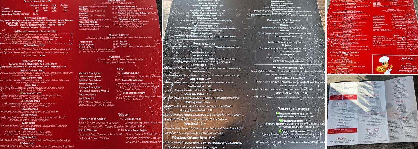 PizzaVola Menu