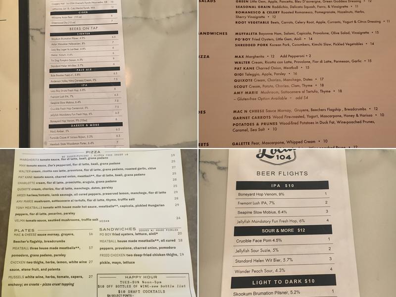 The Local 104 Menu