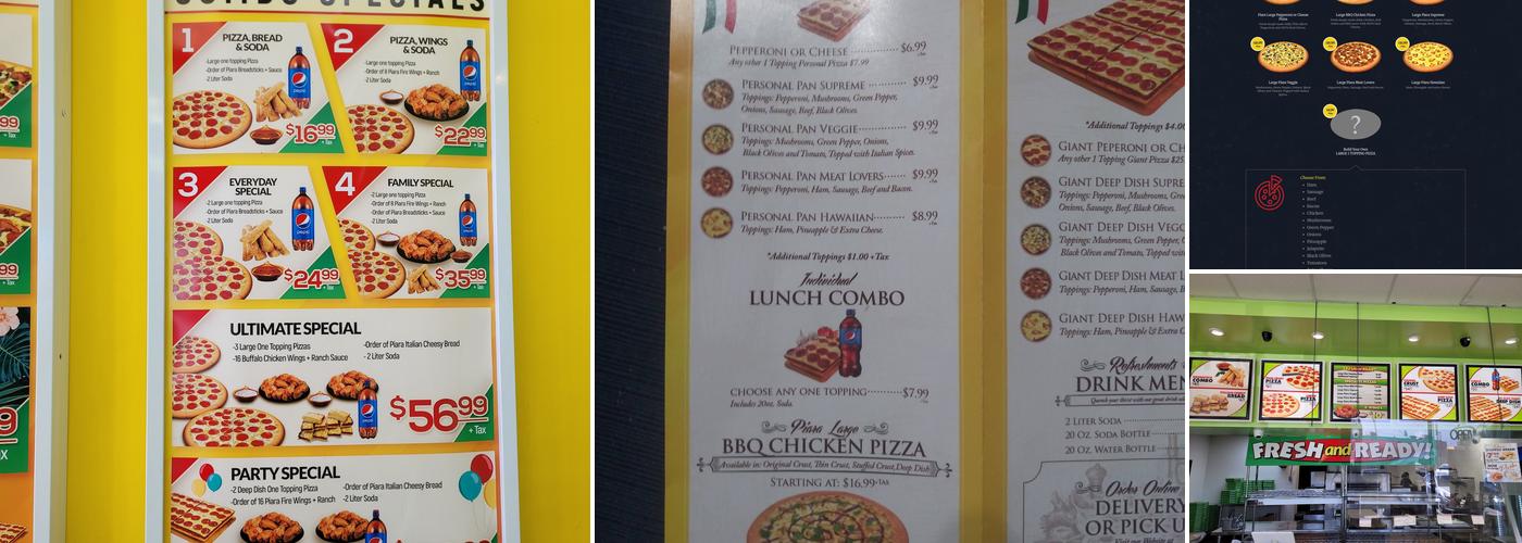 Piara Pizza Menu