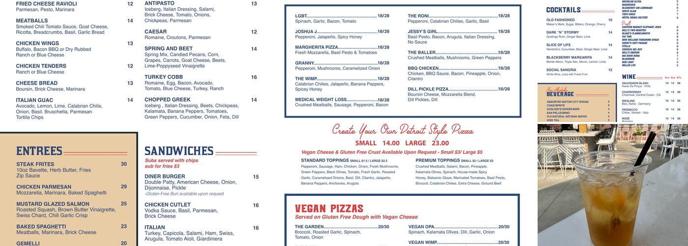 Como's Restaurant Menu