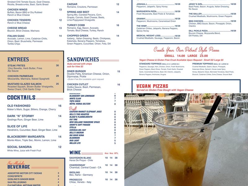 Como's Restaurant Menu