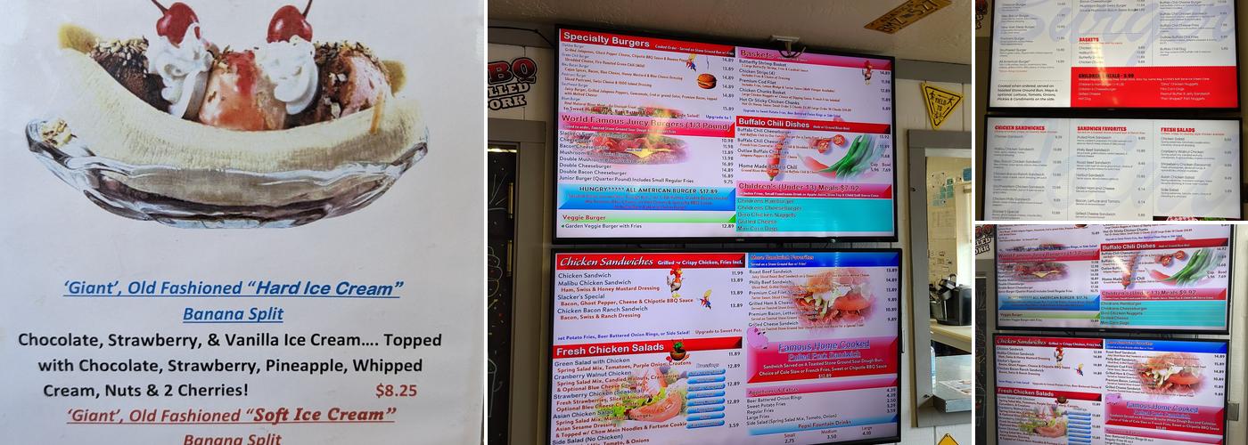 Slackers Burger Joint Menu