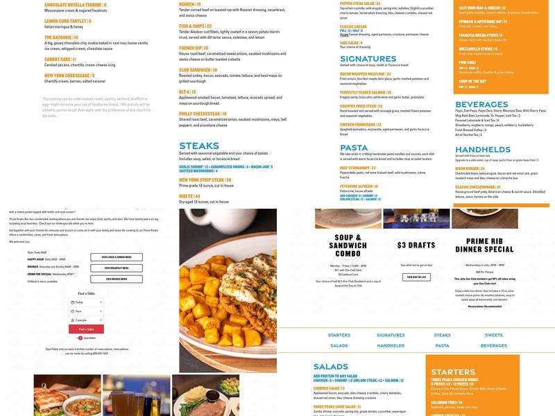Three Peaks Kitchen + Bar Menu